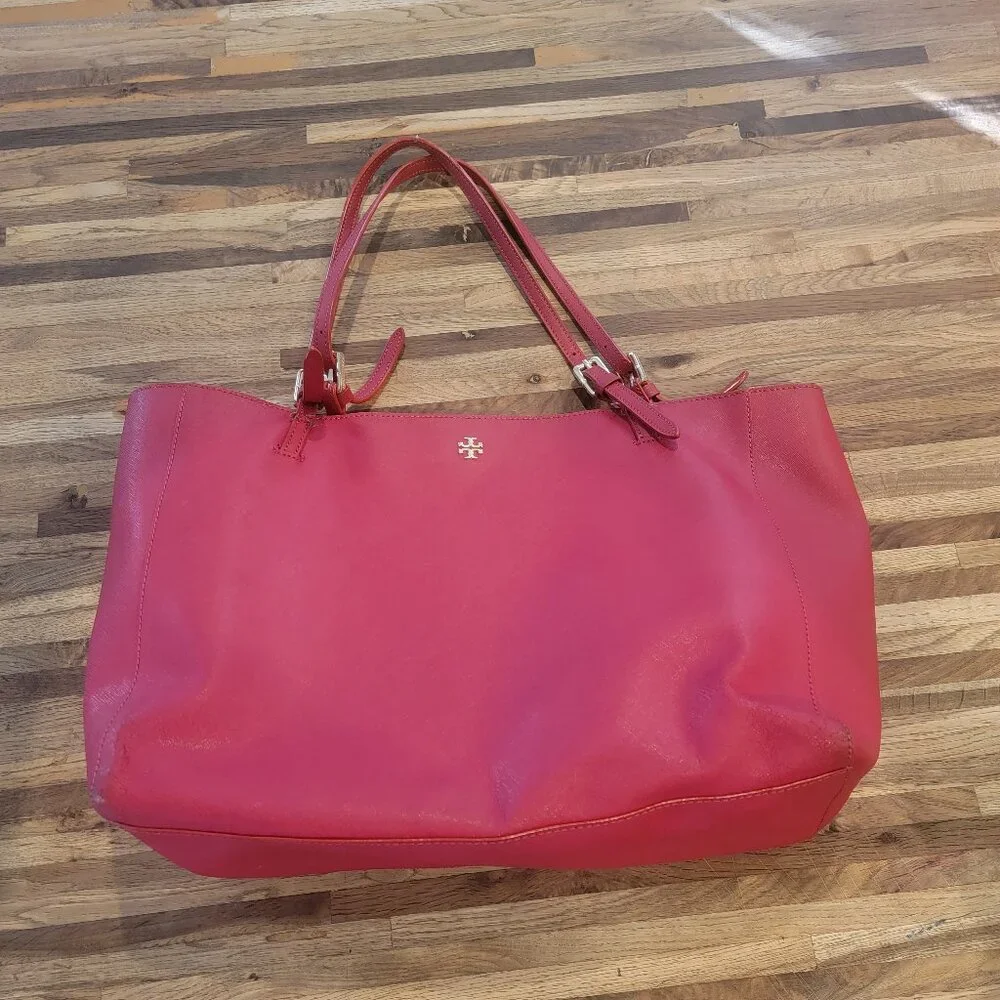 Tory Burch York Buckle Tote - Red Saffiano Leather